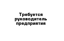 Требуется руководитель предприятия